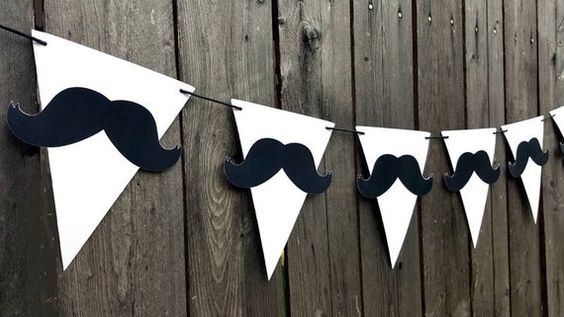 moustache decorations banner etsy Throw a Mustache theme Party Florida Birthday Ideas