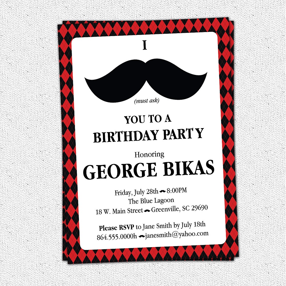 mustache party invitation pinterest Throw a Mustache theme Party Florida Birthday Ideas